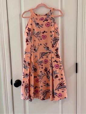 Copper Key Floral Fit & Flare Dress Small Peach Pink